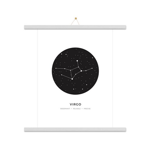 인테리어 별자리 처녀자리 포스터 그림 + 우드족자 61cm 세트, 화이트우드