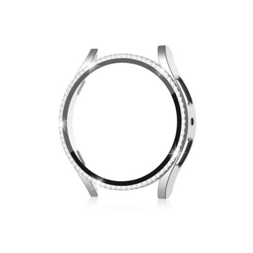스냅케이스 링비츠 갤럭시워치5 4 호환 크리스탈 큐빅 강화유리 케이스 40mm, 실버