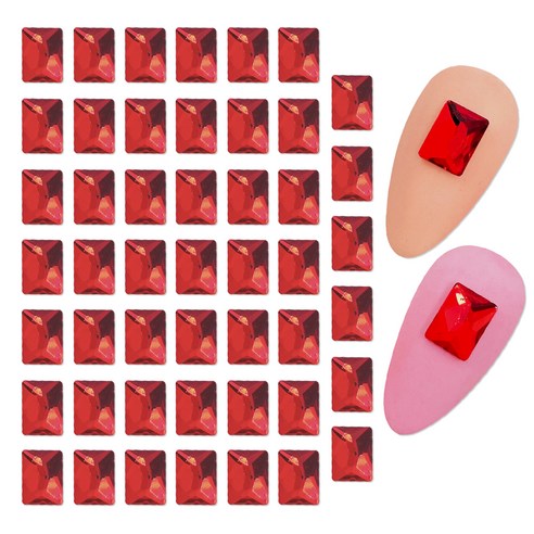 메이브라운 대용량 스퀘어 네일파츠 6x8mm 50p, 레드, 1개