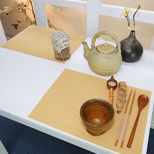 나산데코 면 100% 테이블매트 4p, 엠버골드, 40 x 30 cm