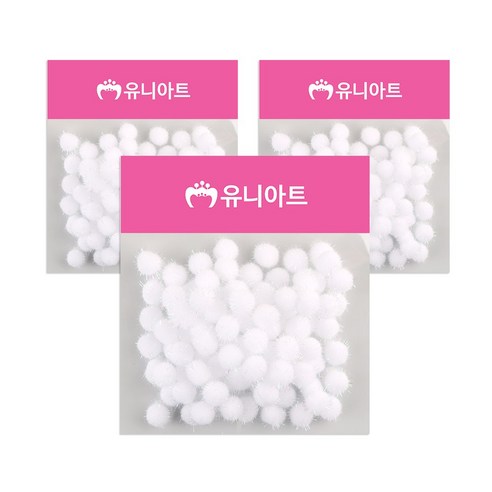 유니아트 5000 반짝이퐁퐁 만들기재료 20mm, 흰색, 3개