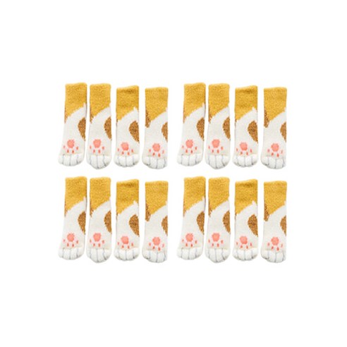 층간소음 야옹이 의자 발커버 16p, 노랑점박이