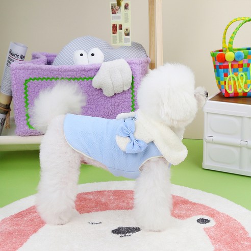칠시 강아지 파스텔 플리스 아우터, 블루