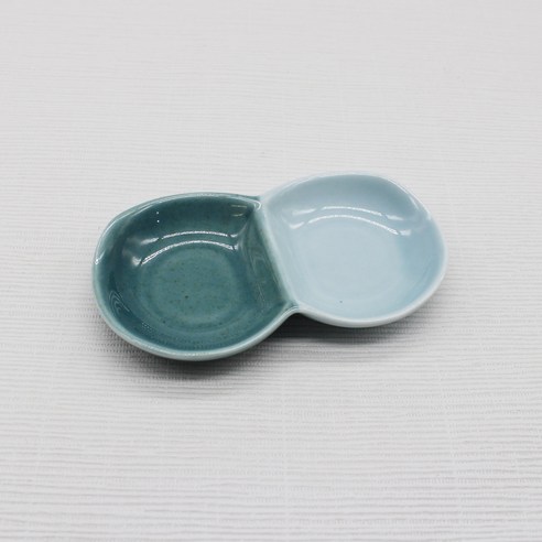 달소금 도자기 2칸 땅콩소스기 14 x 7 x 1.5 cm, 피콕(유광), 1개