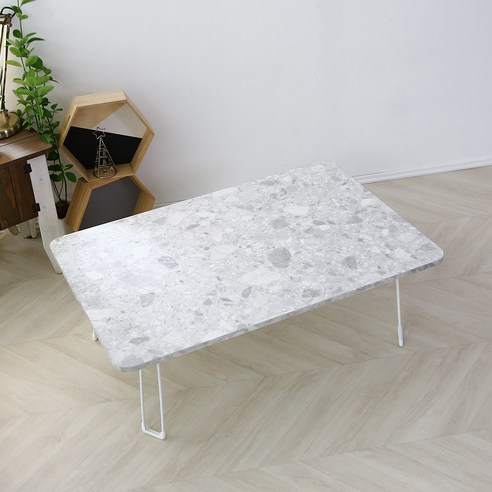 LPM 오브제 라운드 심플 접이식테이블 900 x 600 mm, 페블그레이