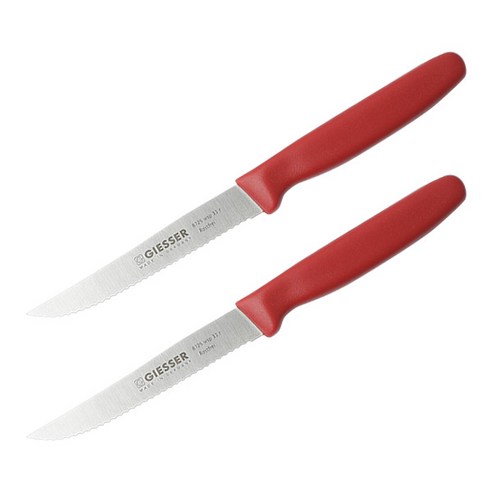 기셀 스테이크 톱니 나이프 11cm, 레드, 2개
