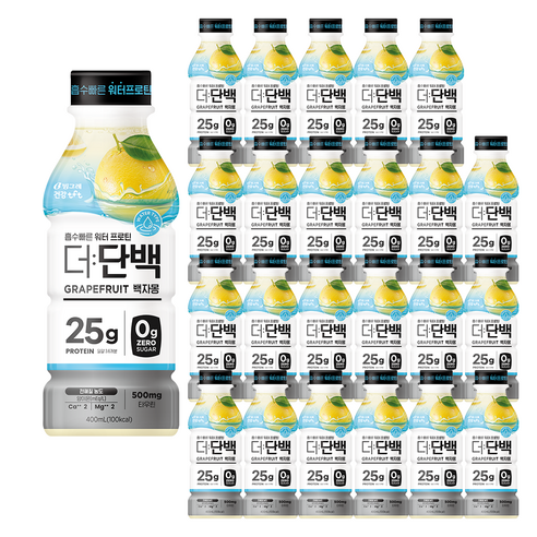 빙그레 건강tft 더단백 워터 프로틴 백자몽, 400ml, 24개