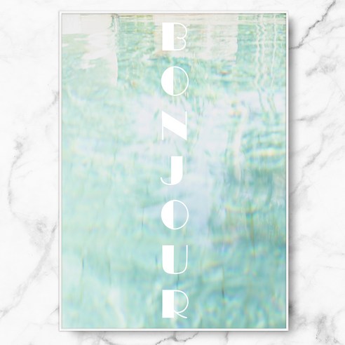 RYMD bonjour blue 인테리어 액자, 화이트 메탈 액자