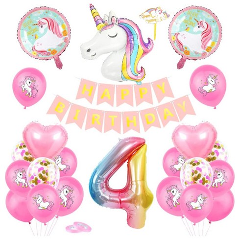 마켓감성 무지개 유니콘 생일 파티 풍선 세트, 타입4, 1세트