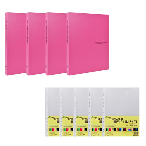 에코청운 에코 미니 바운더 3공 A4 + 내지 100p, 분홍, 1세트