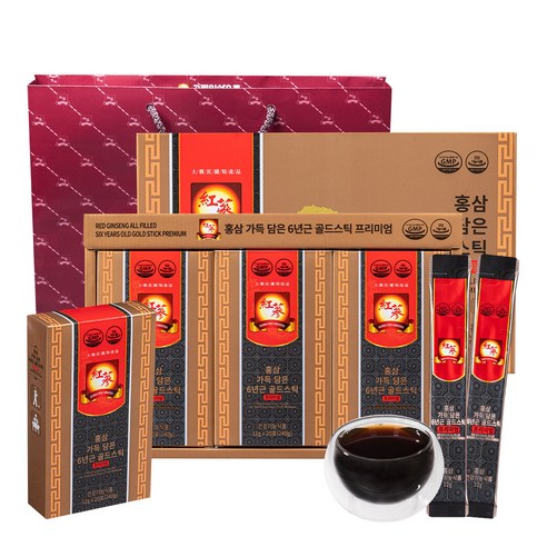 고려인삼유통 홍삼 가득 담은 6년근 골드스틱 프리미엄 20p x 3 + 쇼핑백, 720g, 1개