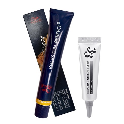 웰라 콜레스톤 퍼펙트 플러스 염모제 80g + 셀리본 33 실크 프로틴 앰플 12ml, 10/37, 1세트