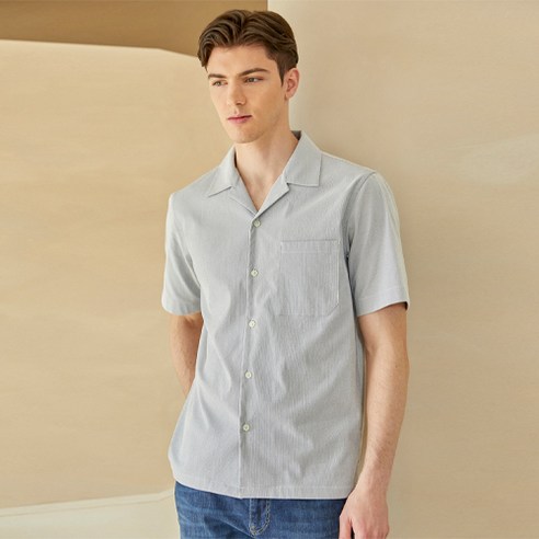 마에스트로 남성용 면혼방 캠프카라 반팔셔츠 MASH2B402