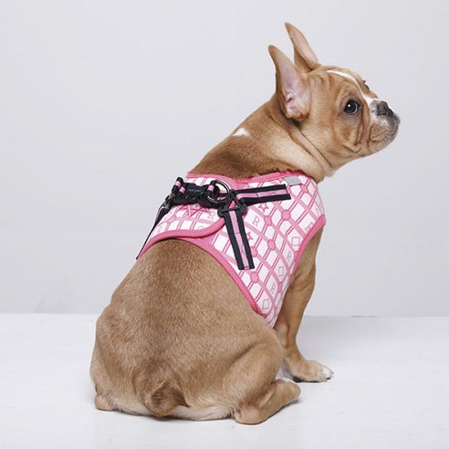 RealPet 강아지 하트 앤 별 조끼 하네스, PINK