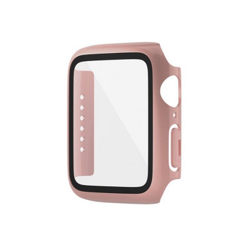 피치몰 애플워치7 액정보호 풀커버 강화유리 하드 케이스 41mm, 로즈핑크
