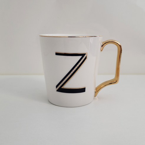 위플립 골드 이니셜 알파벳 머그컵 350ml, Z, 1개