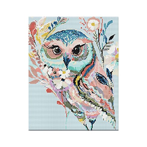 코쿼드 DIY 액자형 보석십자수 세트 40 x 50 cm, 행운의 민트부엉이(DP448), 1세트