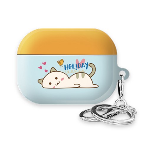 까미또 에어팟 3세대 케이스 + 키링, 고양이 홀리데이