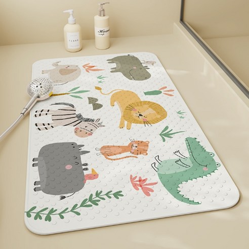 데이소이 말랑말랑 디자인 흡착 욕실 욕조 매트 70 x 40 cm, 09 얼룩말과 동물들, 1개