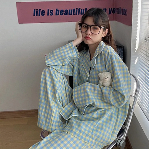 女 時尚 睡衣 上下 套裝 成年女性 成年女性 女裝 女人 女士 女士 家居服 春秋 季節