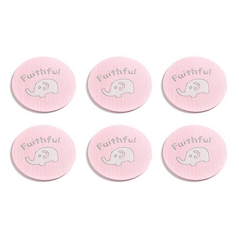 음각 파스텔 컬러 우드 애니멀 라운드 코스터 냄비매트 17cm, 코끼리핑크, 6개
