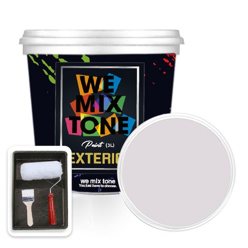 WEMIXTONE 외부용 EXTERIOR 페인트 3L + 붓 + 로울러 + 트레이 세트, WMT0245P01(페인트), 1개