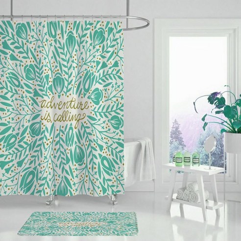 플로즈 식물 꽃 디자인 욕실 샤워 커튼 A03 180 x 165 cm, 1개