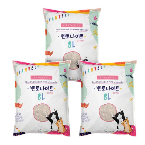 캣피앙 벤토나이트 모래 오리지널, 8L, 3개