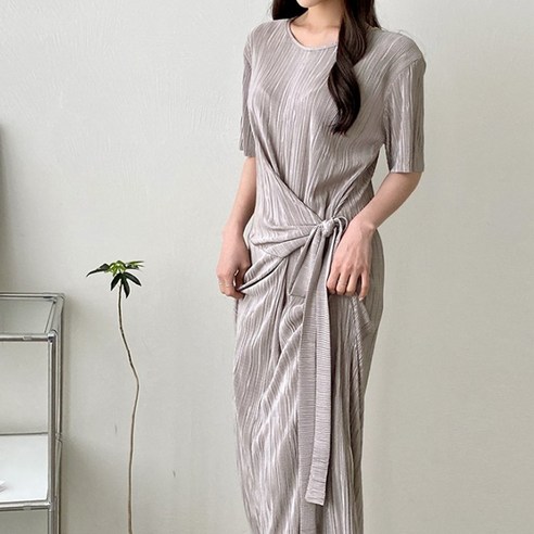 보리맘 여성용 매듭 플리츠 임부복 원피스 R780