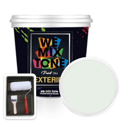 WEMIXTONE 외부용 EXTERIOR 페인트 3L + 붓 + 로울러 + 트레이 세트, WMT0291P01(페인트), 1개