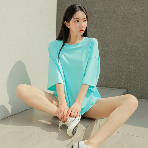 벤디스 여성용 라이나 오버핏 롱 반팔 래쉬가드 상의 CT009