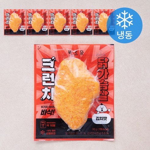 바르닭 크런치 닭가슴살 김치맛 (냉동), 1개입, 6개