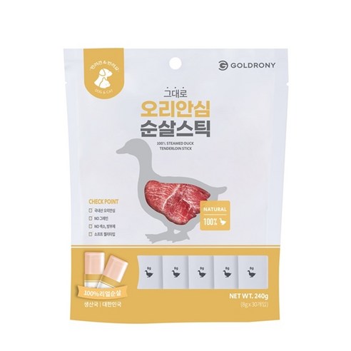 골드로니 그대로 순살스틱 반려동물 파우치 간식 30p, 연어, 240g, 1개