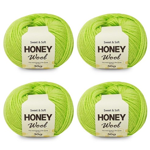 니뜨 허니 울 뜨개실 30g x 4p, 25네온라임