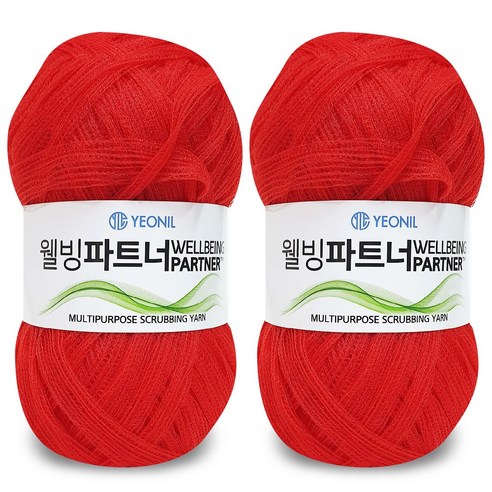 니뜨 웰빙파트너 수세미실 60g x 2p, 8 레드, 1세트