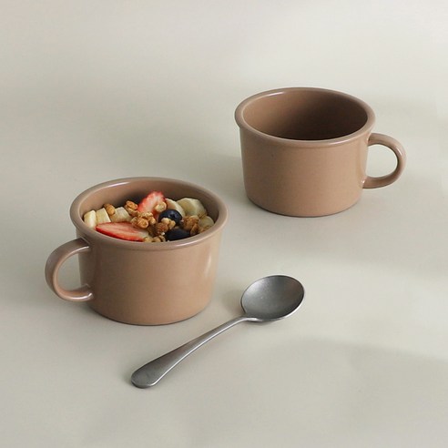 바이림 시리얼 머그컵 460ml, 소일브라운, 2개