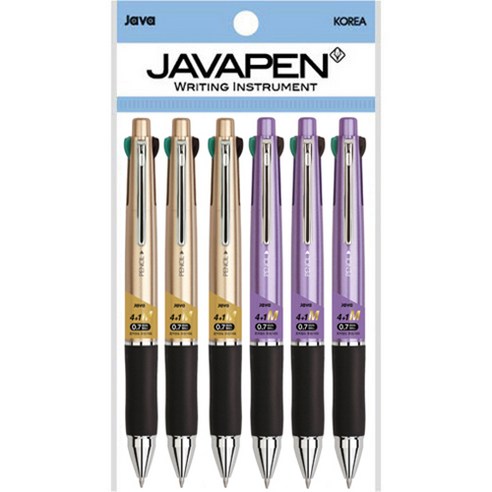 자바펜 제트4+1M 멀티펜 0.7mm 2종 x 3p, 메탈골드, 메탈퍼플, 1세트