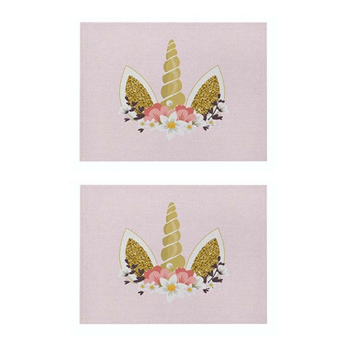 라벤더 유니콘 일러스트 플레이스 매트 2p, 33, 32 x 21 cm