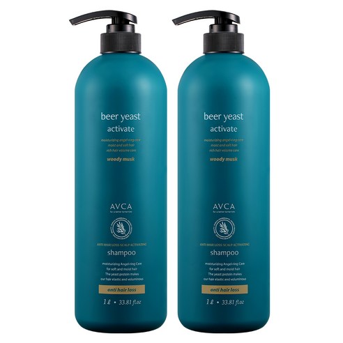 아브카 맥주효모 두피케어 탈모증상완화 샴푸 우디머스크, 1000ml, 2개