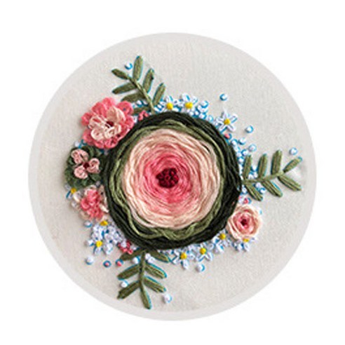 Diy 프랑스 자수 꽃 초보자용 도안 20Cm, 핑크 베이지, 1세트 - 가격 변동 추적 그래프 - 역대가