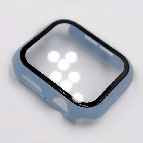 알피나케이스 애플워치 강화 유리 풀커버 컬러 케이스 44mm, 씨 블루