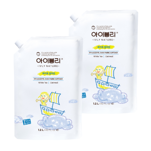 아이블리네이처 유아 섬유유연제 화이트 블러썸향 리필, 2개, 1.2L