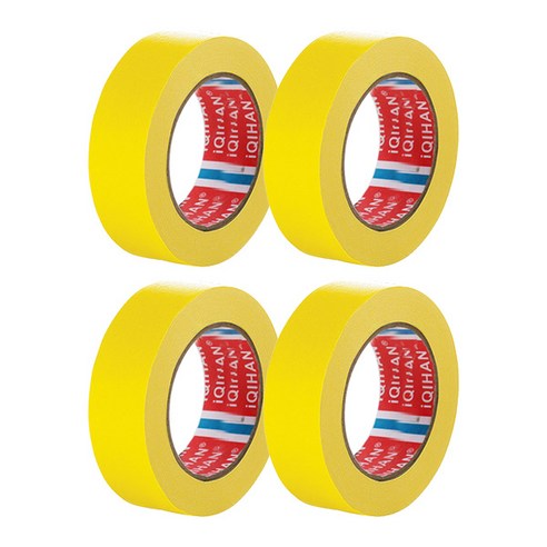 iQIHAN 다다 칼라 마스킹테이프 노랑 25 mm x 20 m, 4개