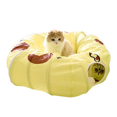 에코펫위드 고양이 귀염뽀짝 골골송 캣터널, 1개, 옐로우