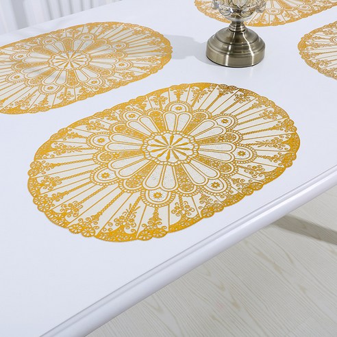 라온투유 북유럽 금장 테이블매트 4p, 18 공작꽃, 30 x 45 cm