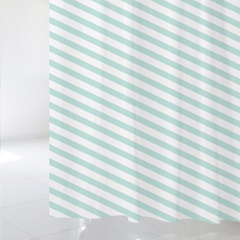 디자인수풀 샤워 커튼 sc457 S 1520 x 1880 mm + 스테인리스 고리 12p + 화이트 커튼봉 풀 세트, 1세트