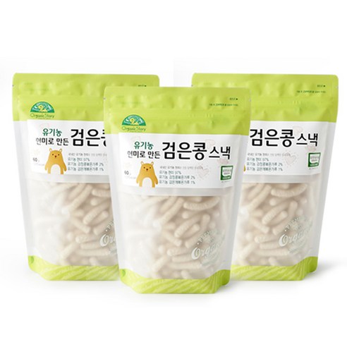 오가닉스토리 유기농 현미로 만든 검은콩 스낵, 60g, 3개