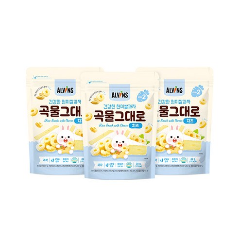 엘빈즈 건강한 현미쌀과자 곡물그대로, 치즈맛, 3개, 30g