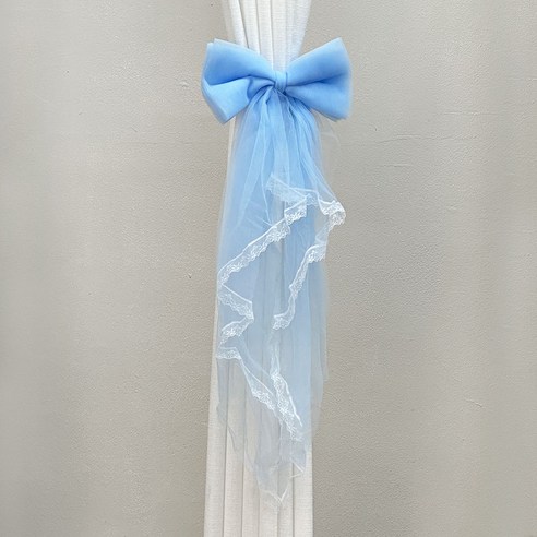더원홈데코 레이스 리본 커튼 타이백 20 x 60 cm, 1개, 블루
