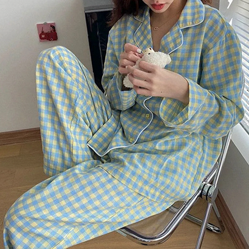 女 時尚 睡衣 上下 套裝 成年女性 成年女性 女裝 女人 女士 女士 家居服 春秋 季節